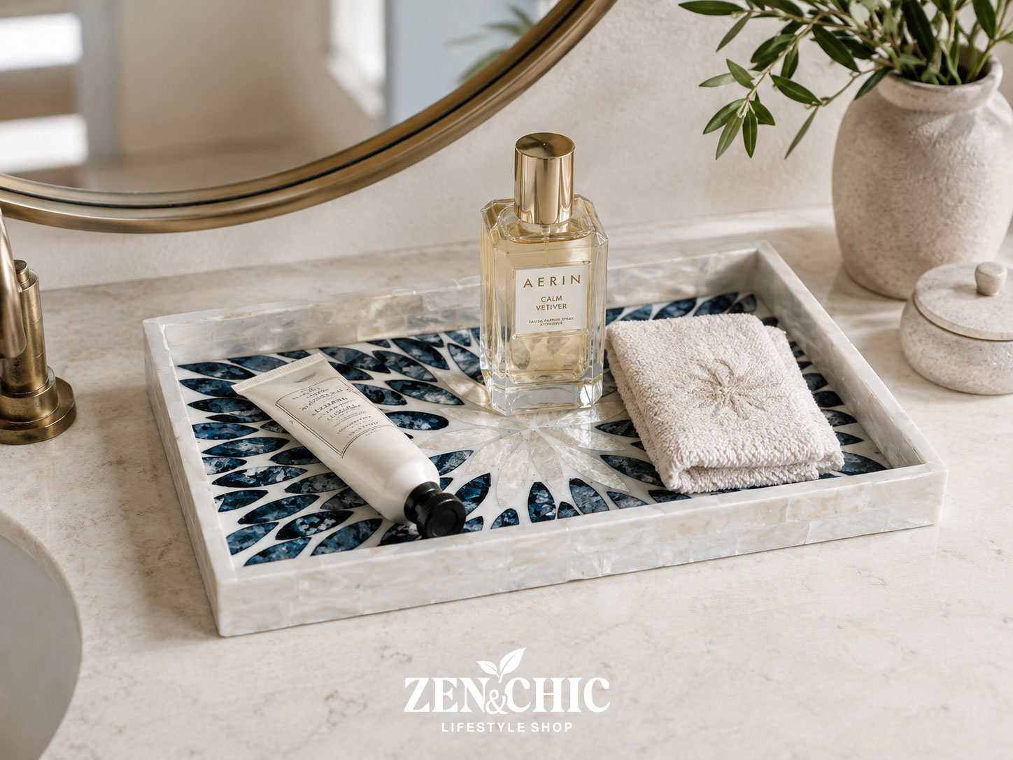 Bandeja artesanal de nácar rectangular - Zen&chic-6