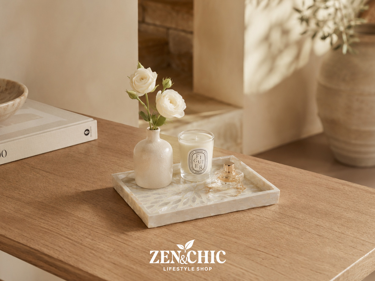 Bandeja artesanal de nácar white rectangular - Zen&chic-6