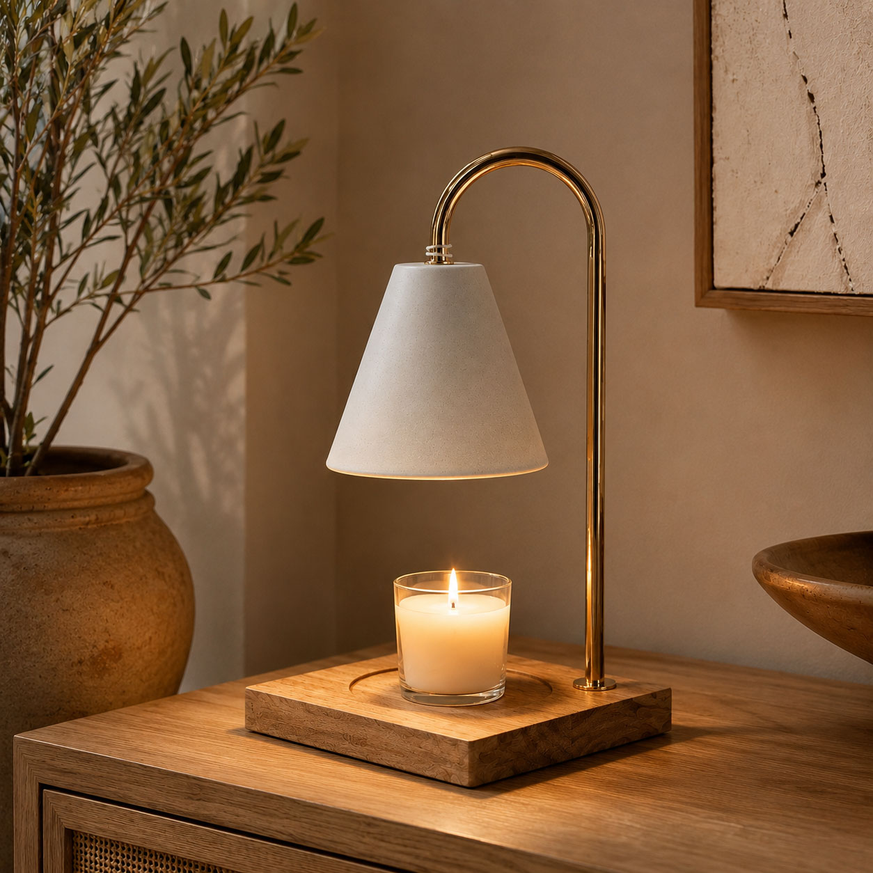 Lámpara calentadora de velas con pantalla blanca - Zen&chic-7