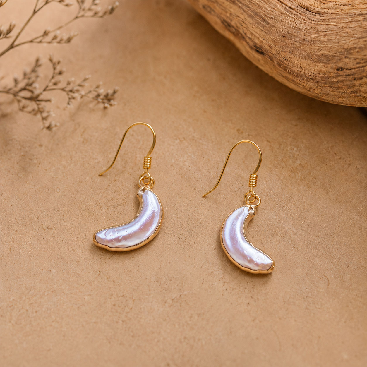 Pendientes Luna de Perla Natural- Zen&chic-3