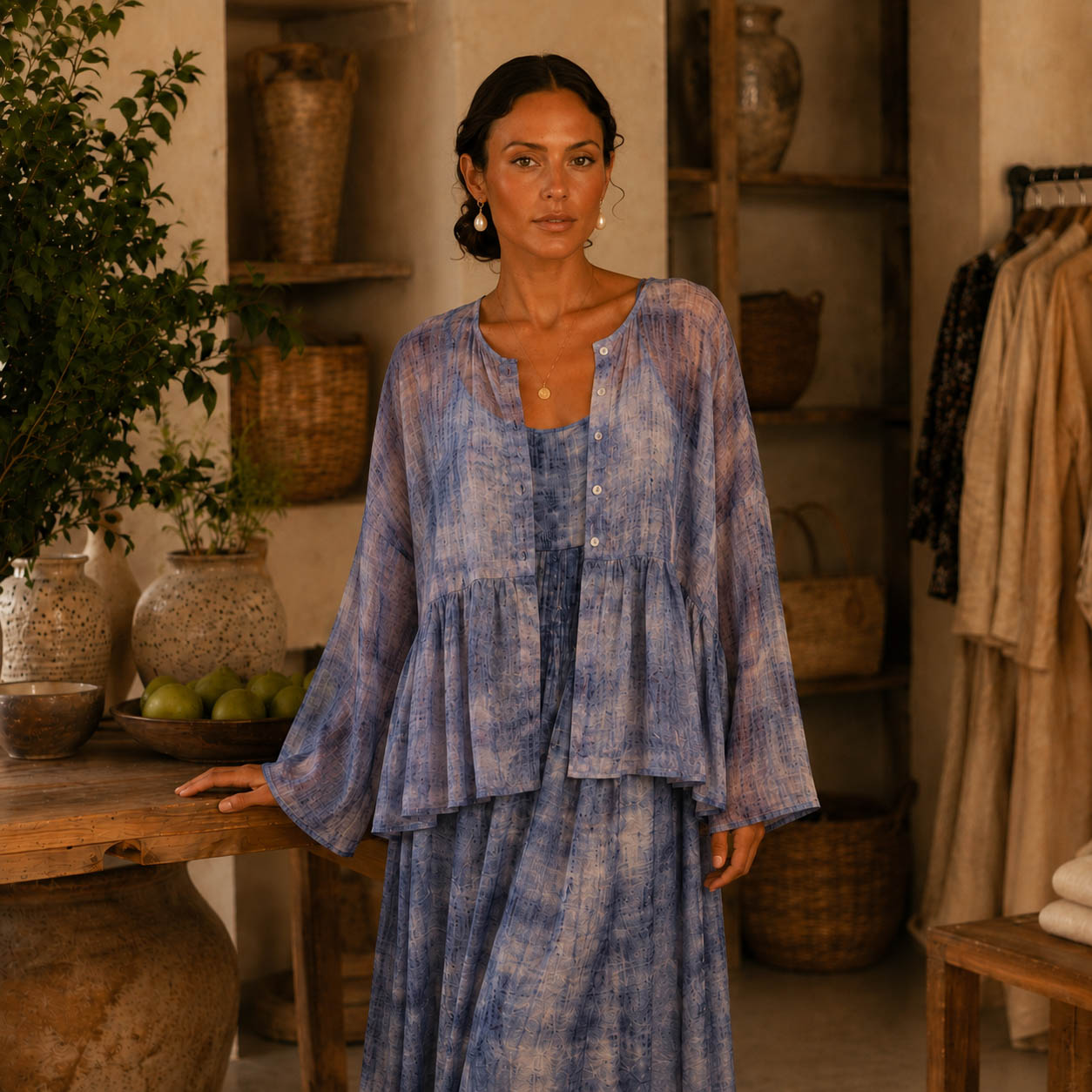 Sobrecamisa Ligera Azul Lavanda Ramio - Zen&chic-12